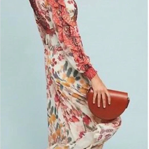 Anthropologie Akemi + Kin Alari ruffled long sleeve Maxi Dress